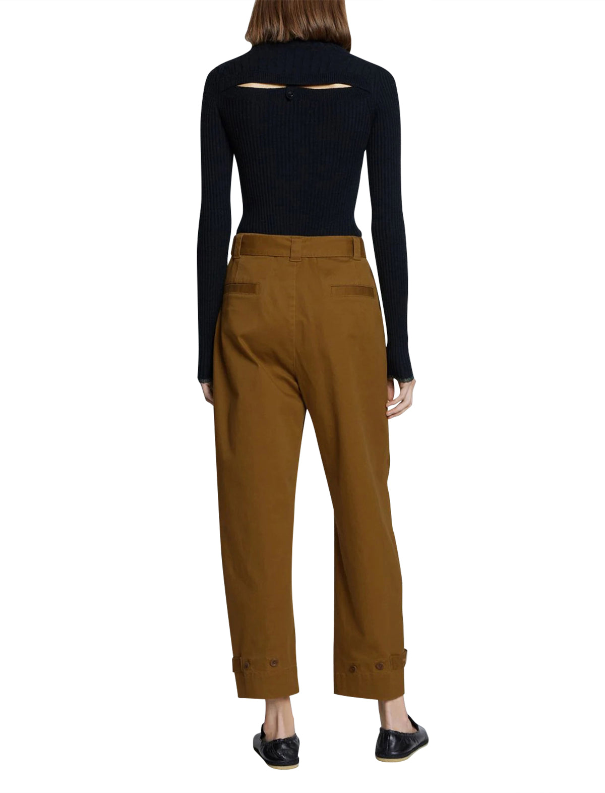 PROENZA SCHOULER WHITE LABEL Cotton Twill Tapered Pants Olive