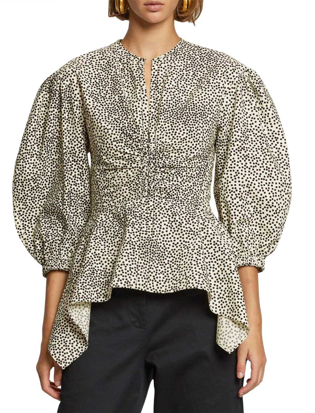 PROENZA SCHOULER WHITE LABEL Peplum Blouse In Dotted Print