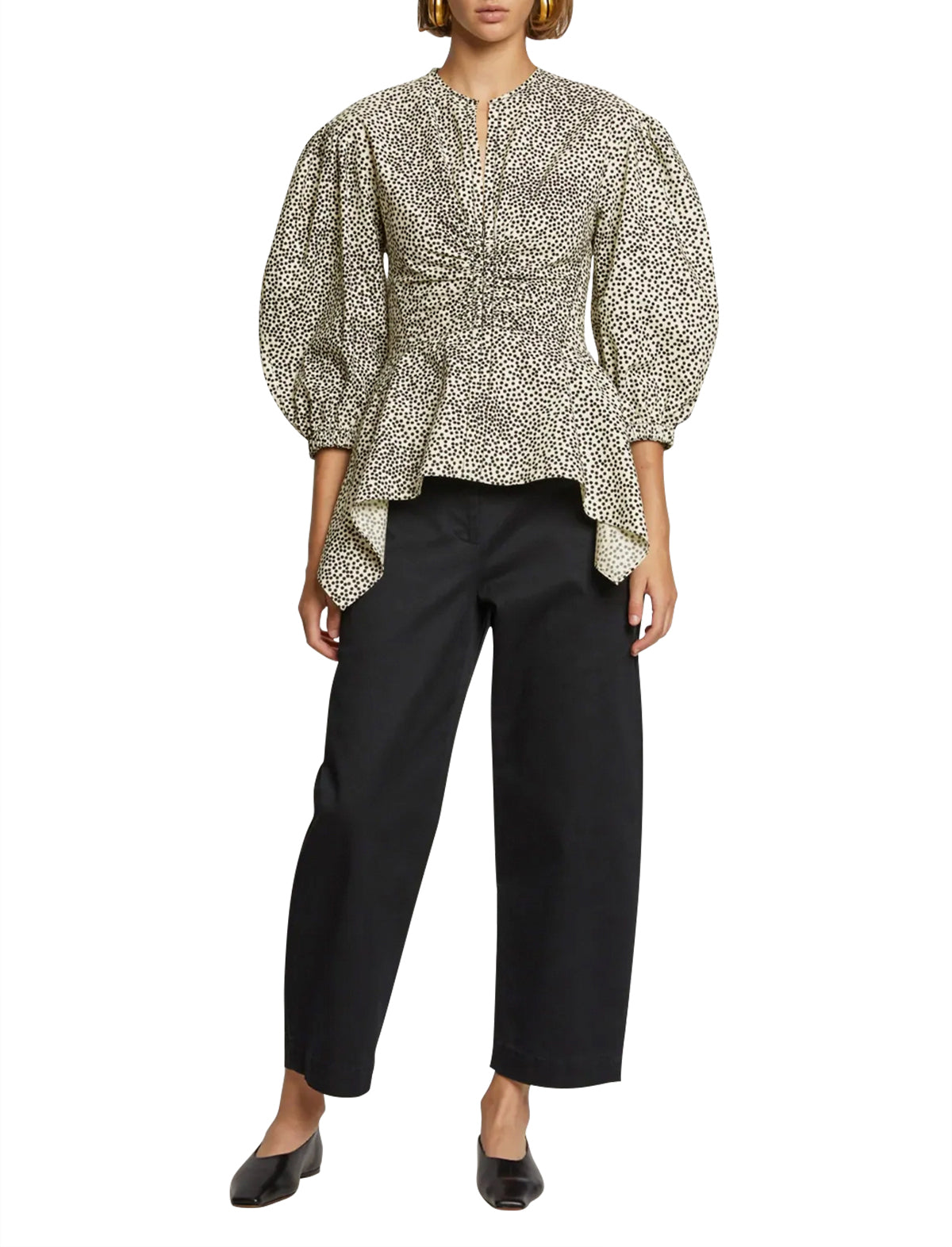 PROENZA SCHOULER WHITE LABEL Peplum Blouse In Dotted Print