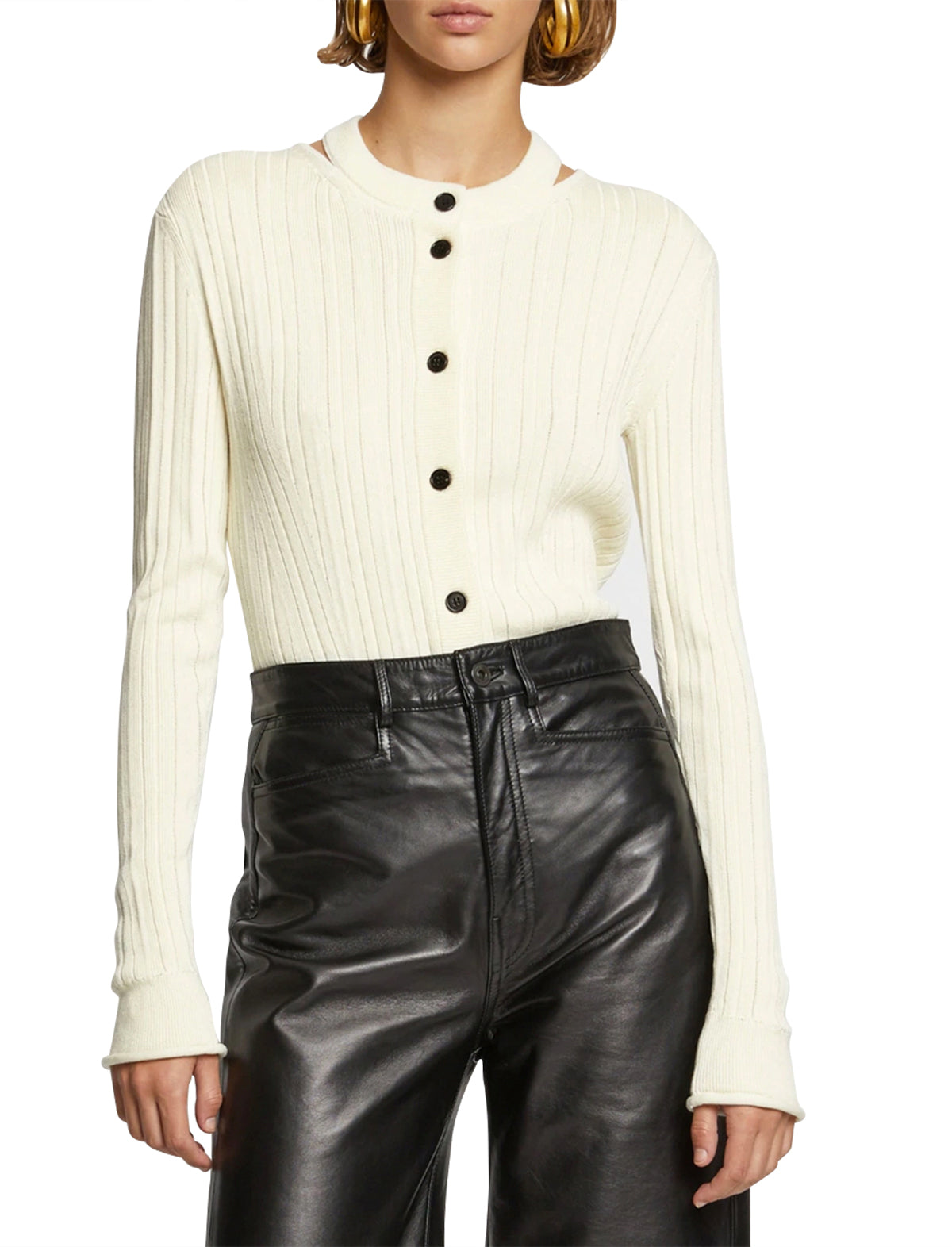 PROENZA SCHOULER WHITE LABEL Rib Knit Cardigan In Calico