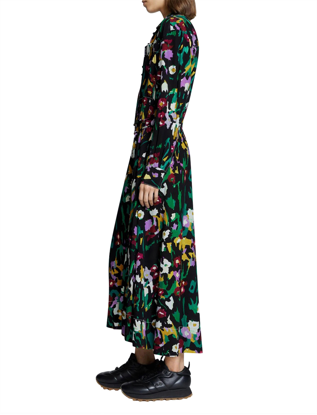 PROENZA SCHOULER WHITE LABEL Floral Print Shirt Dress in Lavender Multi