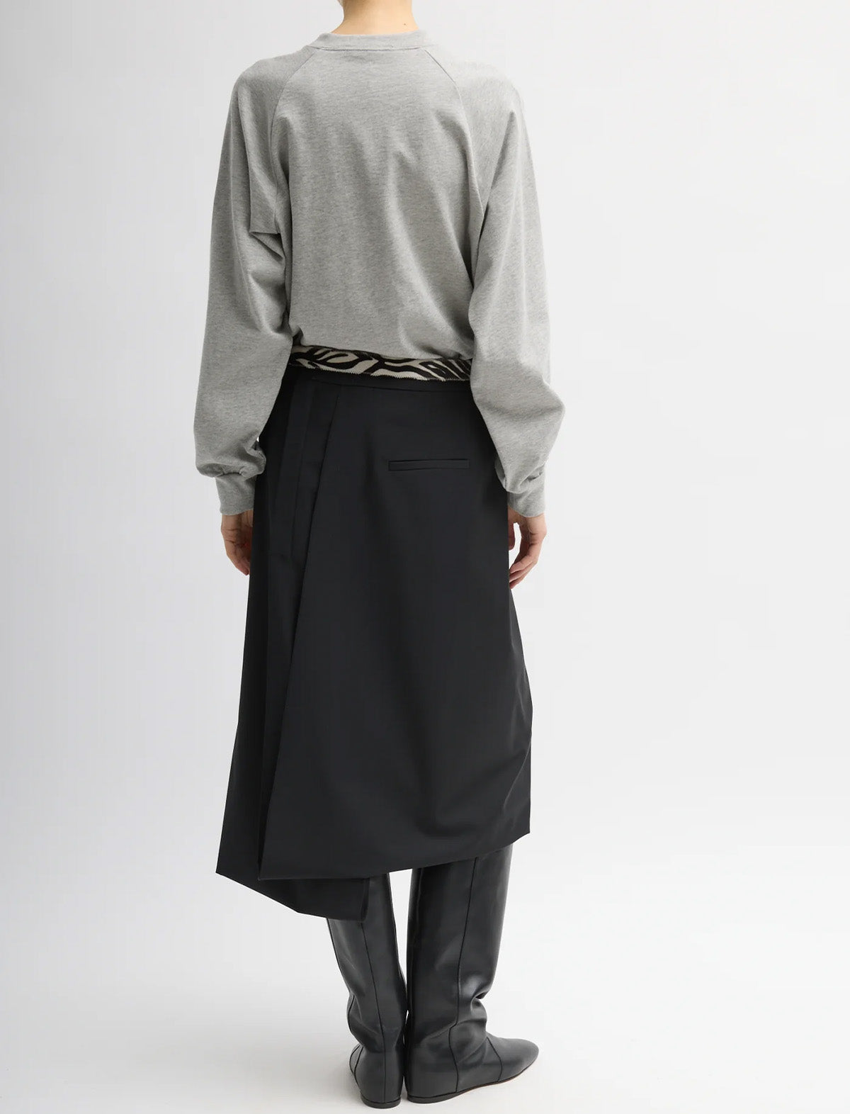 TIBI Perfect T-Shirt Vintage Sweatshirt in Heather Grey