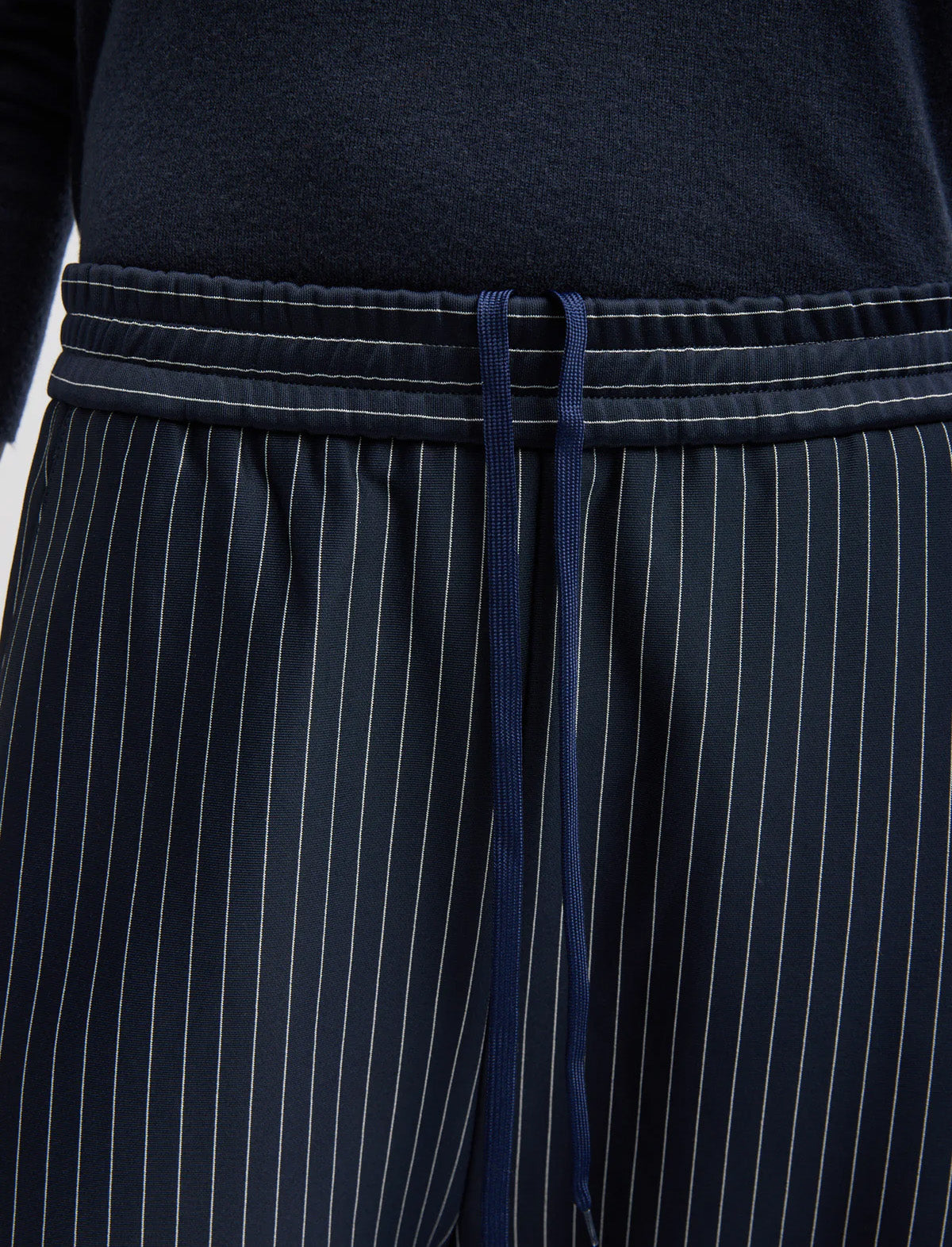 TIBI Pinstripe Active Knit Winslow Pant in Navy Multi