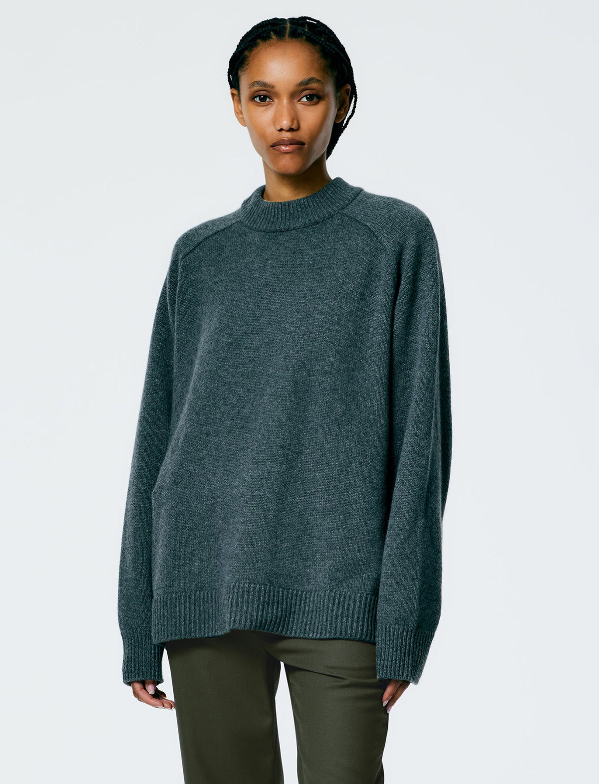 TIBI Cashmere Sweater Oversized Pullover In Dark Heather Grey