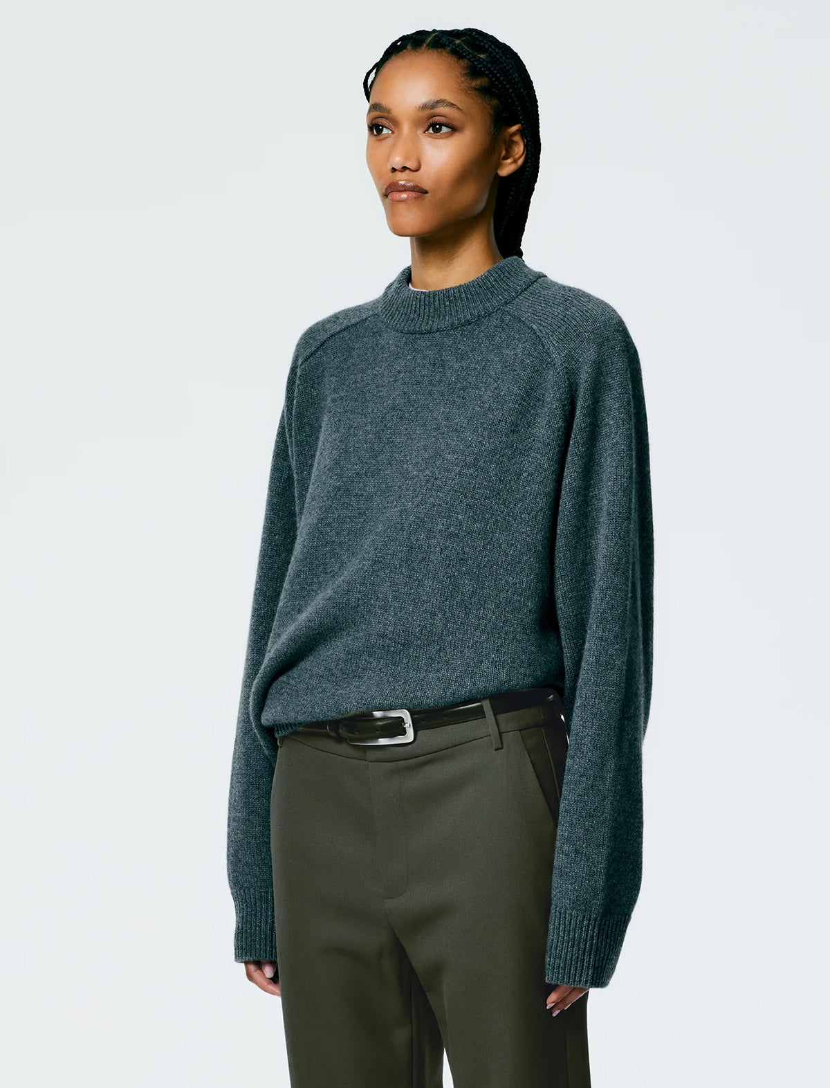 TIBI Cashmere Sweater Oversized Pullover In Dark Heather Grey