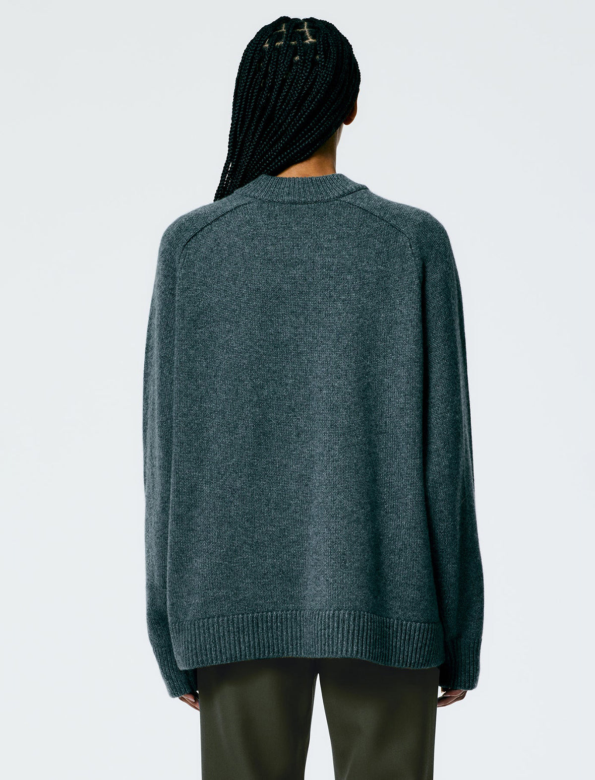 TIBI Cashmere Sweater Oversized Pullover In Dark Heather Grey