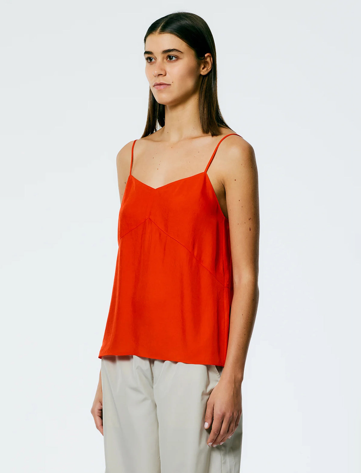 TIBI The Slip Cami Top In Red