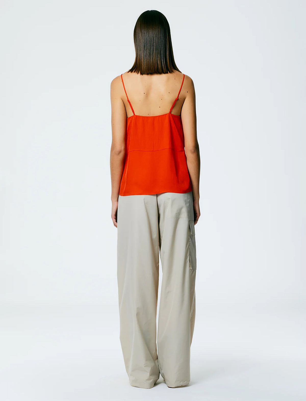 TIBI Sporty Nylon Wide Leg Pull-On Pant In Ash