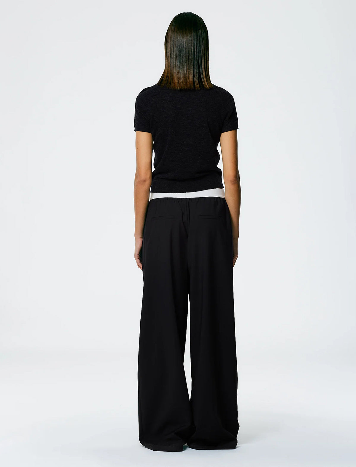 TIBI Tropical Wool Marit Pull On Pant In Black