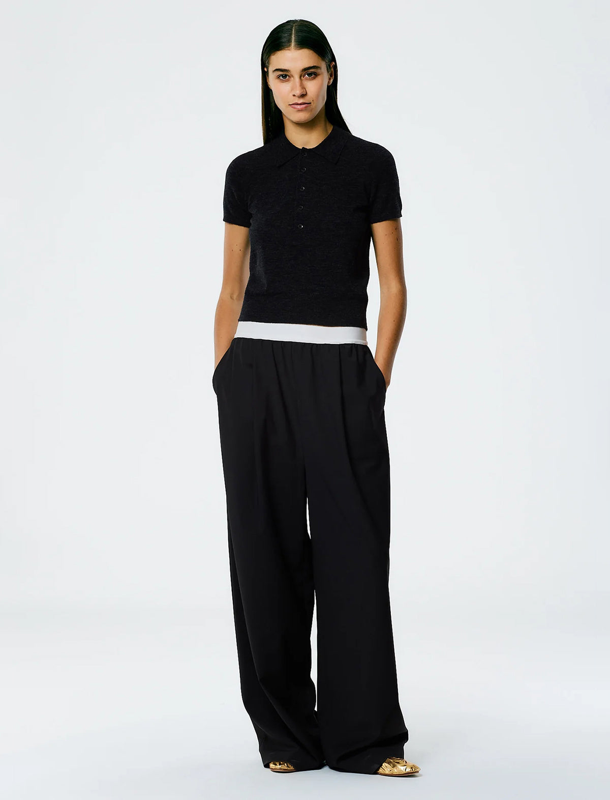 TIBI Tropical Wool Marit Pull On Pant In Black