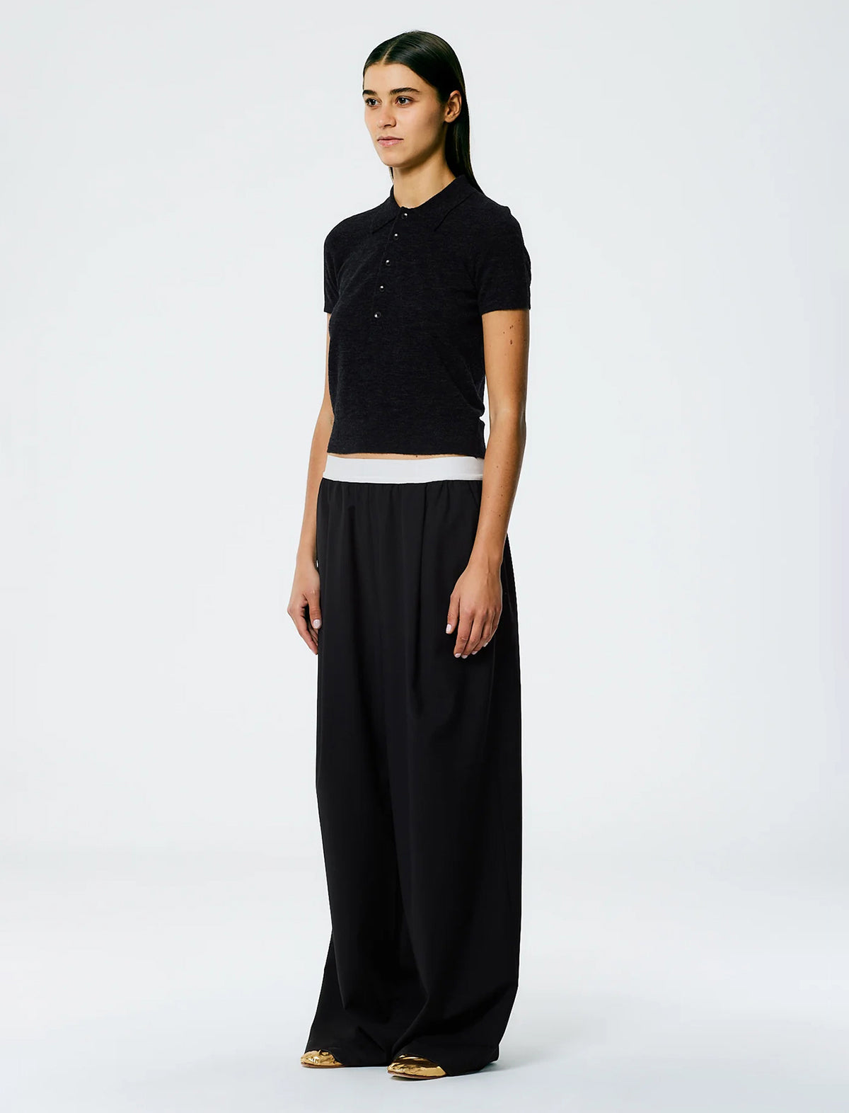 TIBI Tropical Wool Marit Pull On Pant In Black