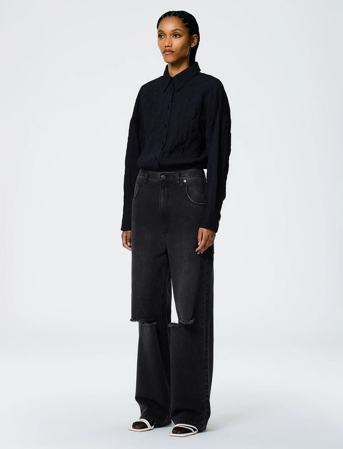 TIBI Vintage Wash Denim Ryder Jean In Vintage Black