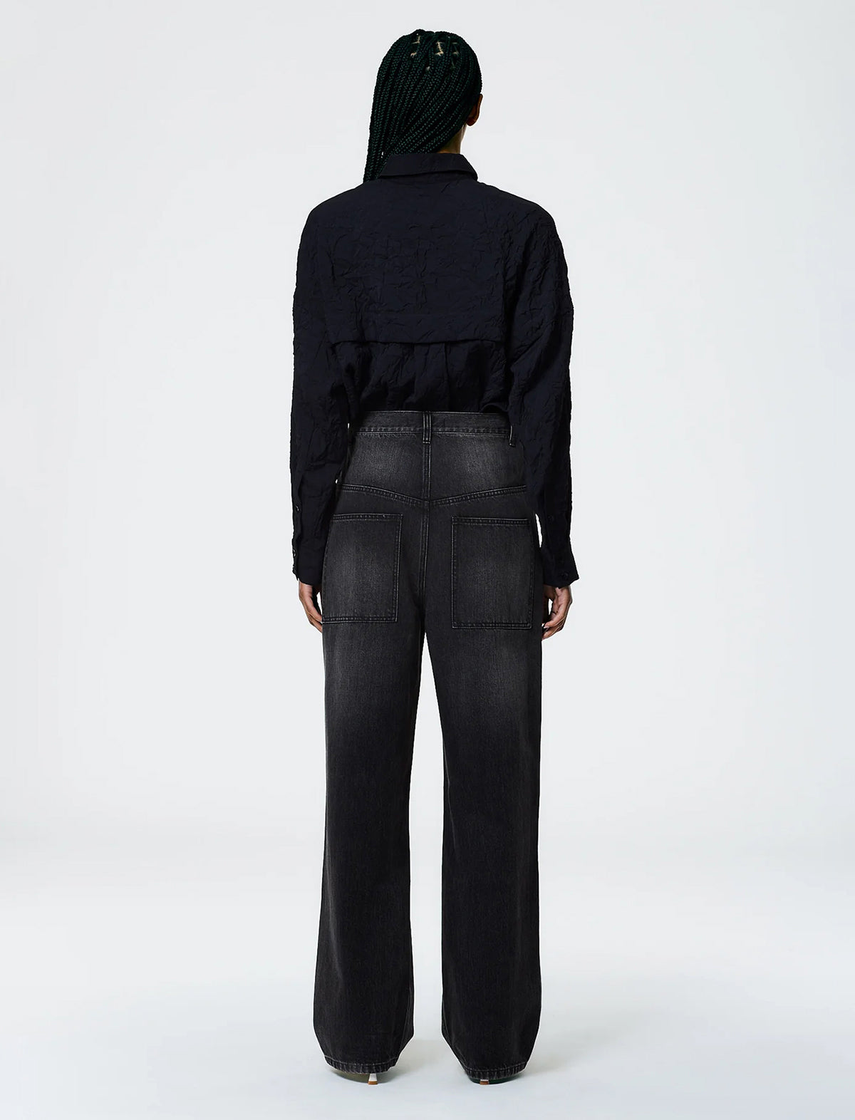 TIBI Vintage Wash Denim Ryder Jean In Vintage Black