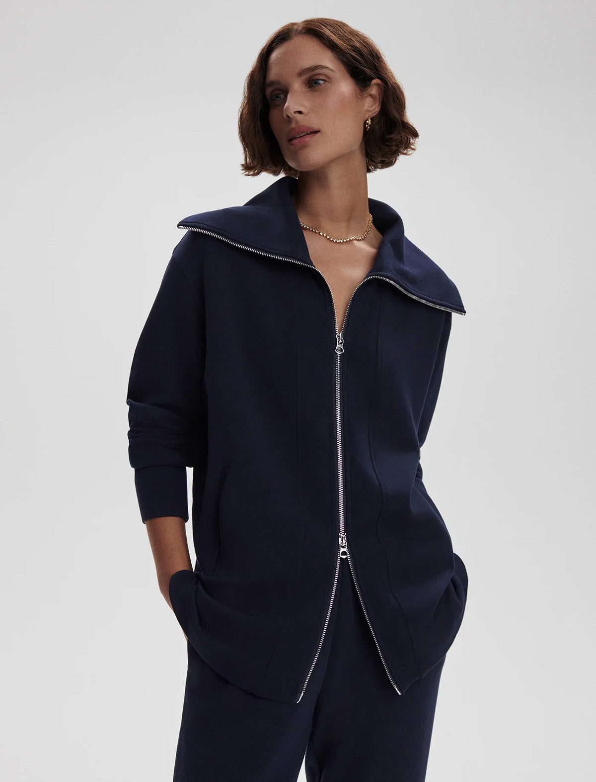 VARLEY Raleigh Zip-Through Sweat in Navy