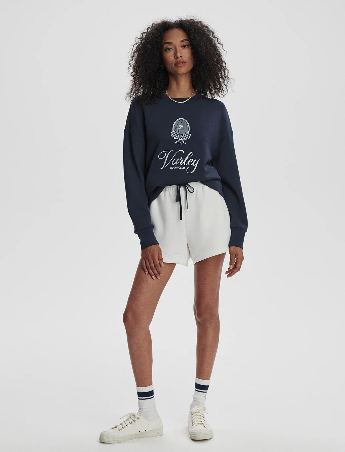 VARLEY Rasco Namesake Sweat in Navy/White