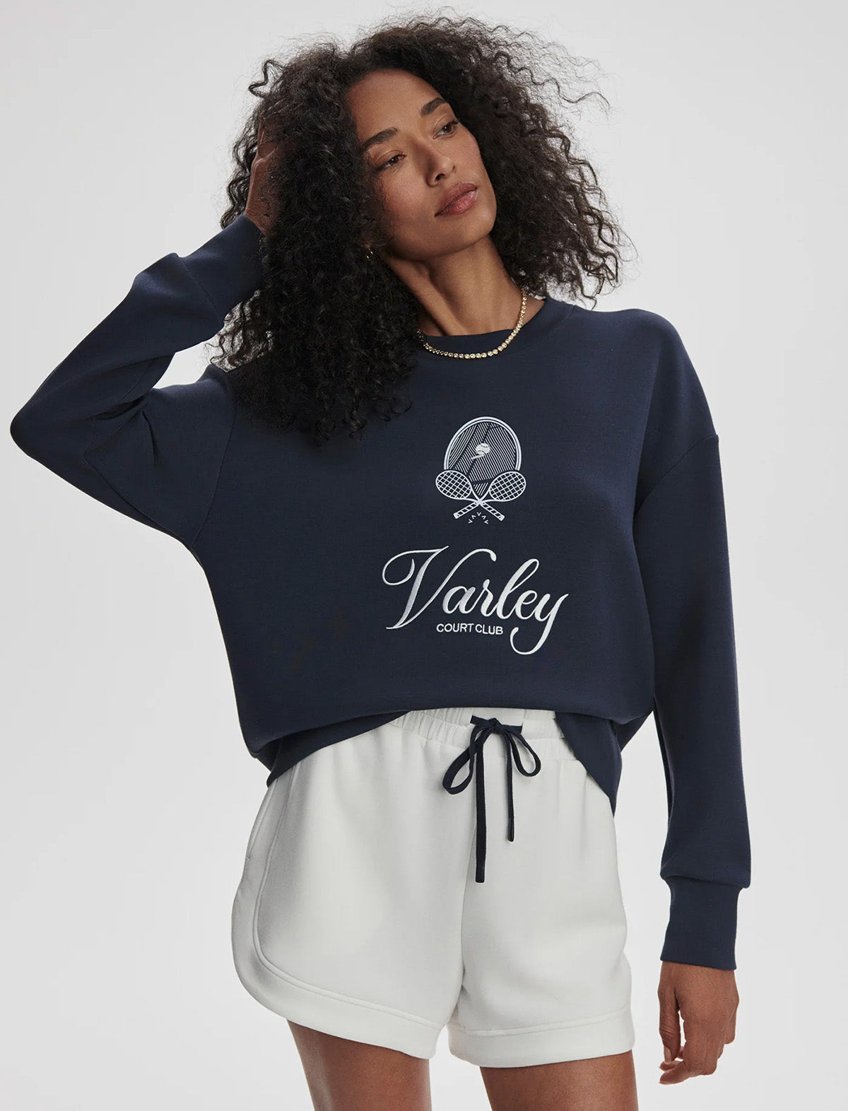 VARLEY Rasco Namesake Sweat in Navy/White