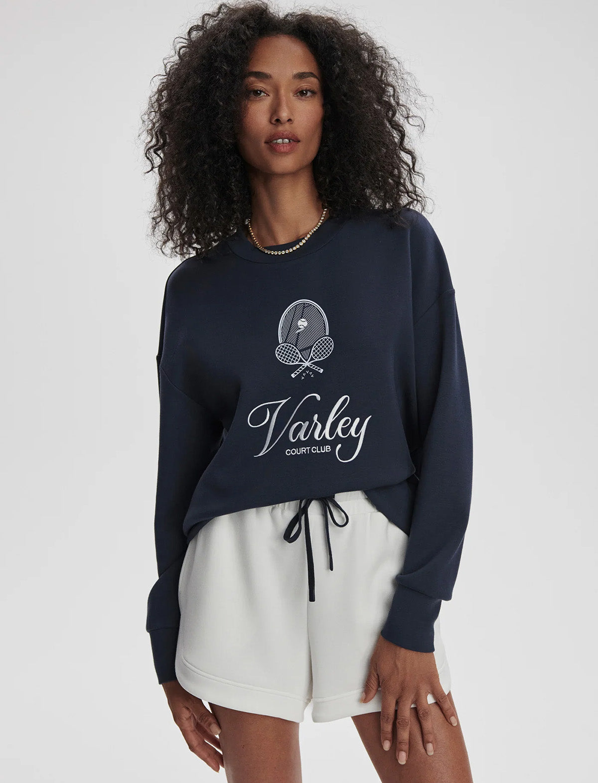 VARLEY Rasco Namesake Sweat in Navy/White