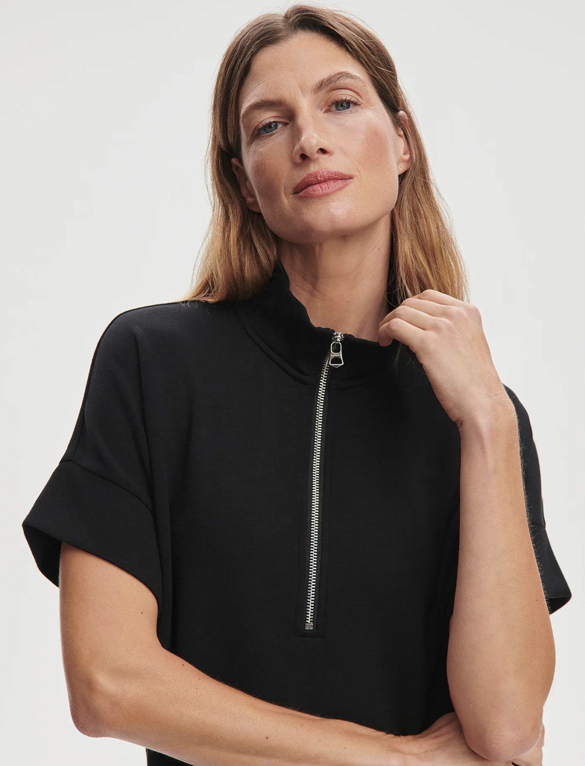 VARLEY Ritchie Short Sleeve Sweat in Black