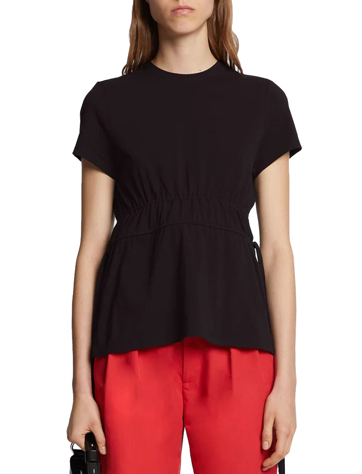 PROENZA SCHOULER WHITE LABEL Ruched Side Tie T-Shirt in Black