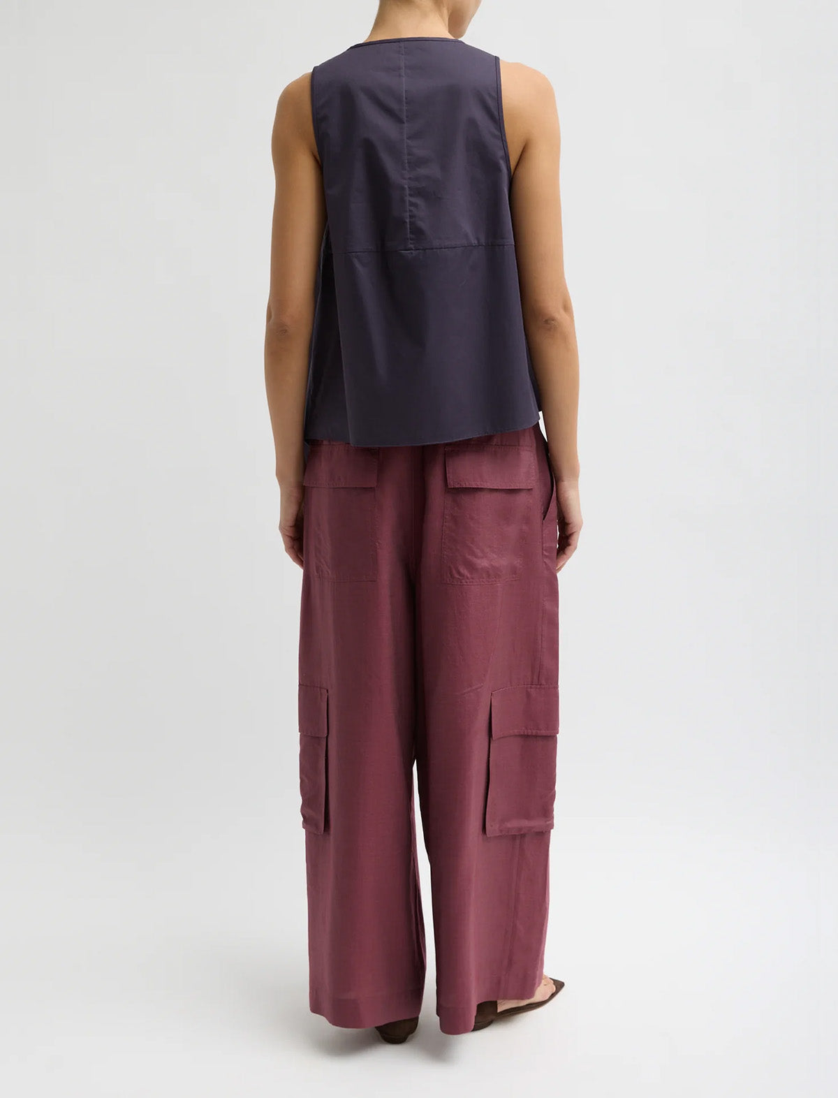 TIBI Silk Voile Cargo Triple Pleat Pant in Light Mulberry