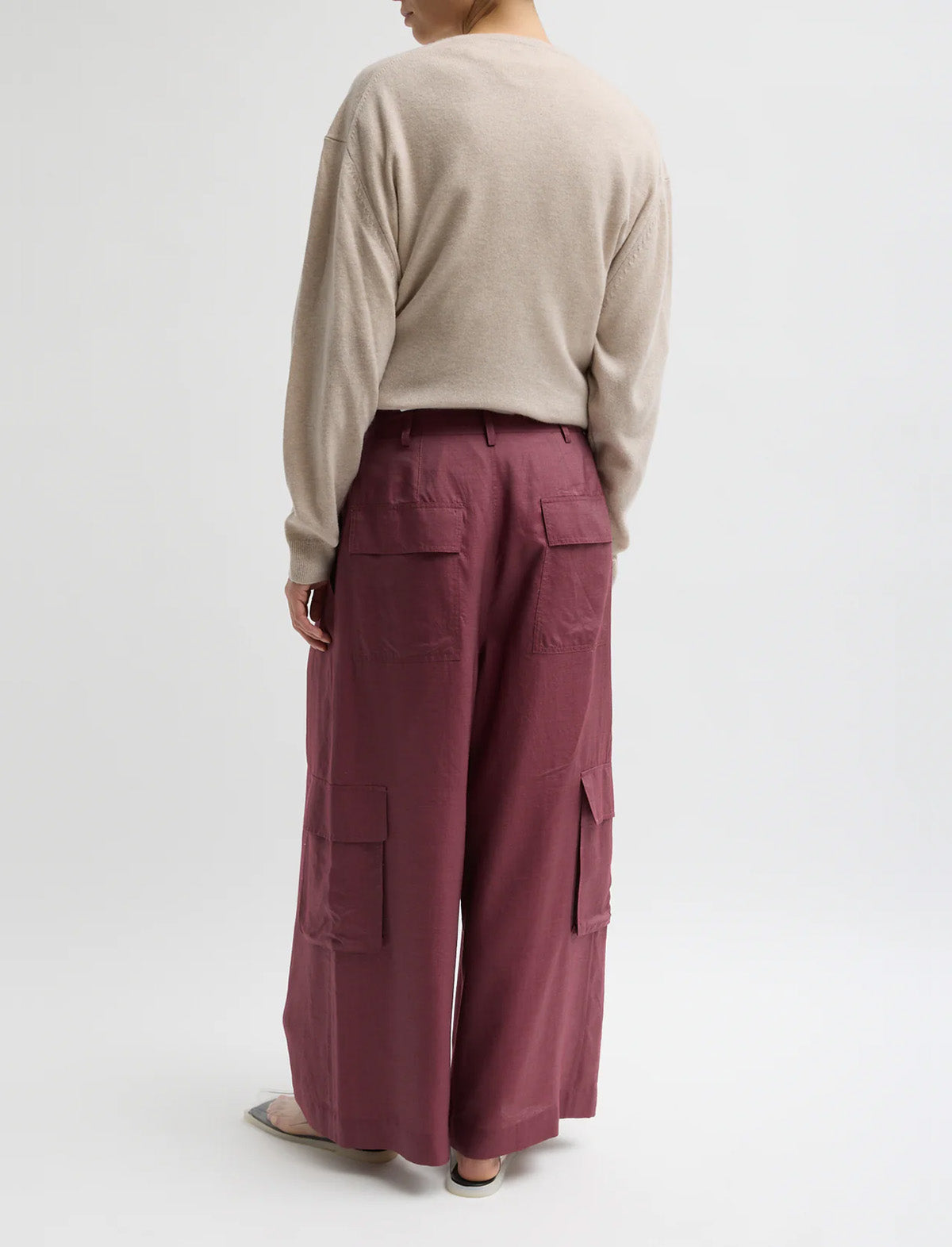 TIBI Silk Voile Cargo Triple Pleat Pant in Light Mulberry