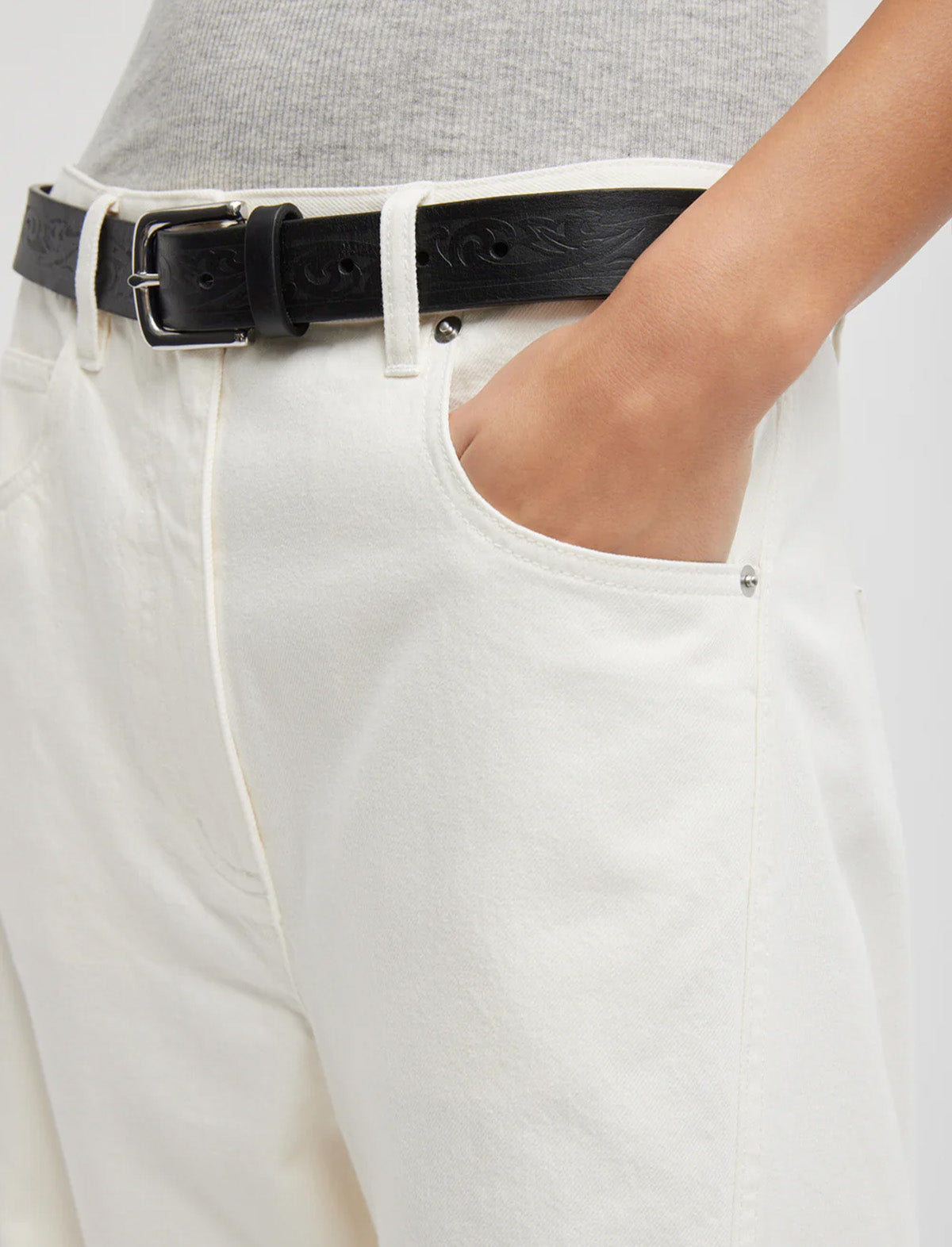 TIBI Spring Denim Sid Jean in White