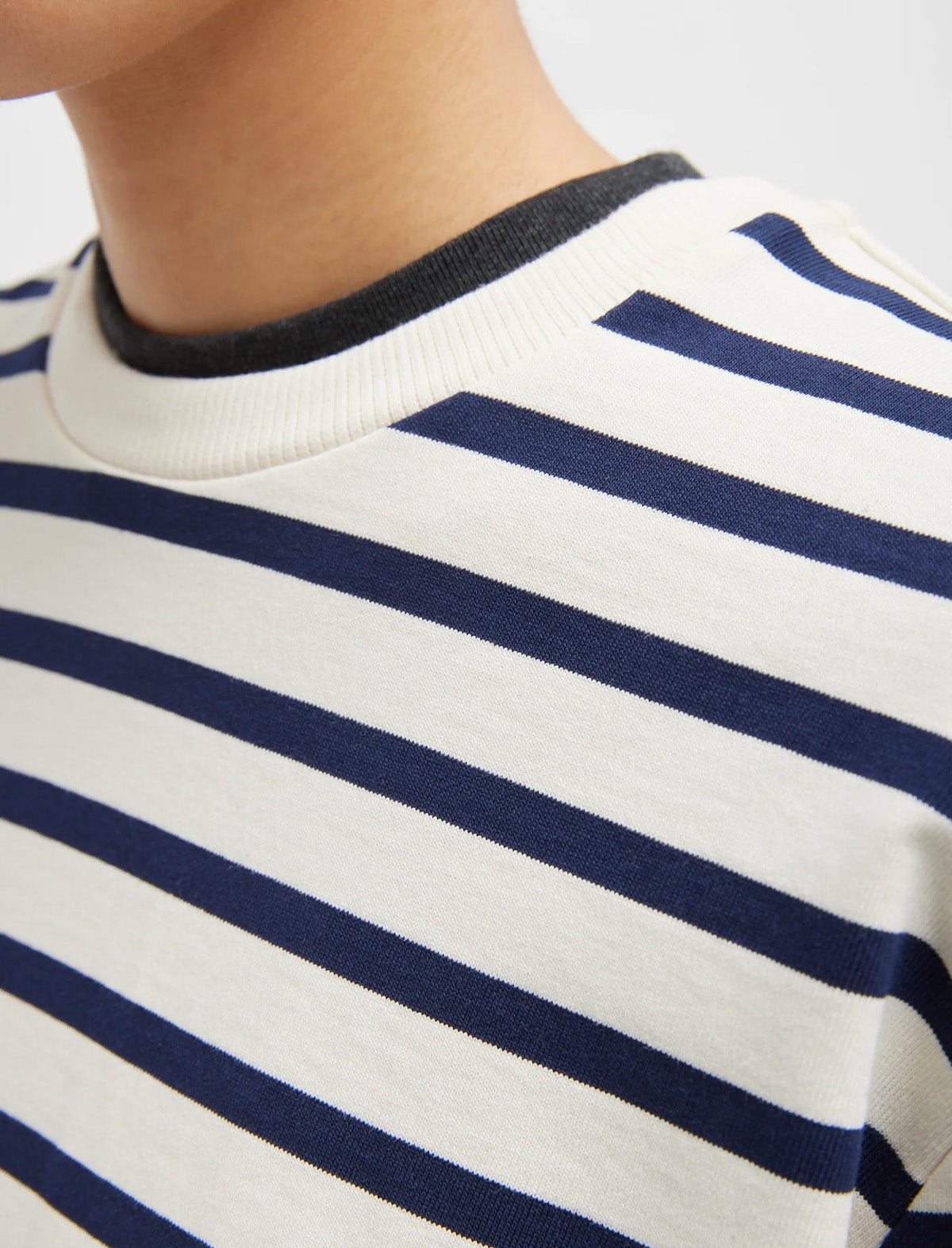 TIBI Striped Perfect Unisex Long Sleeve T-Shirt Navy Multi