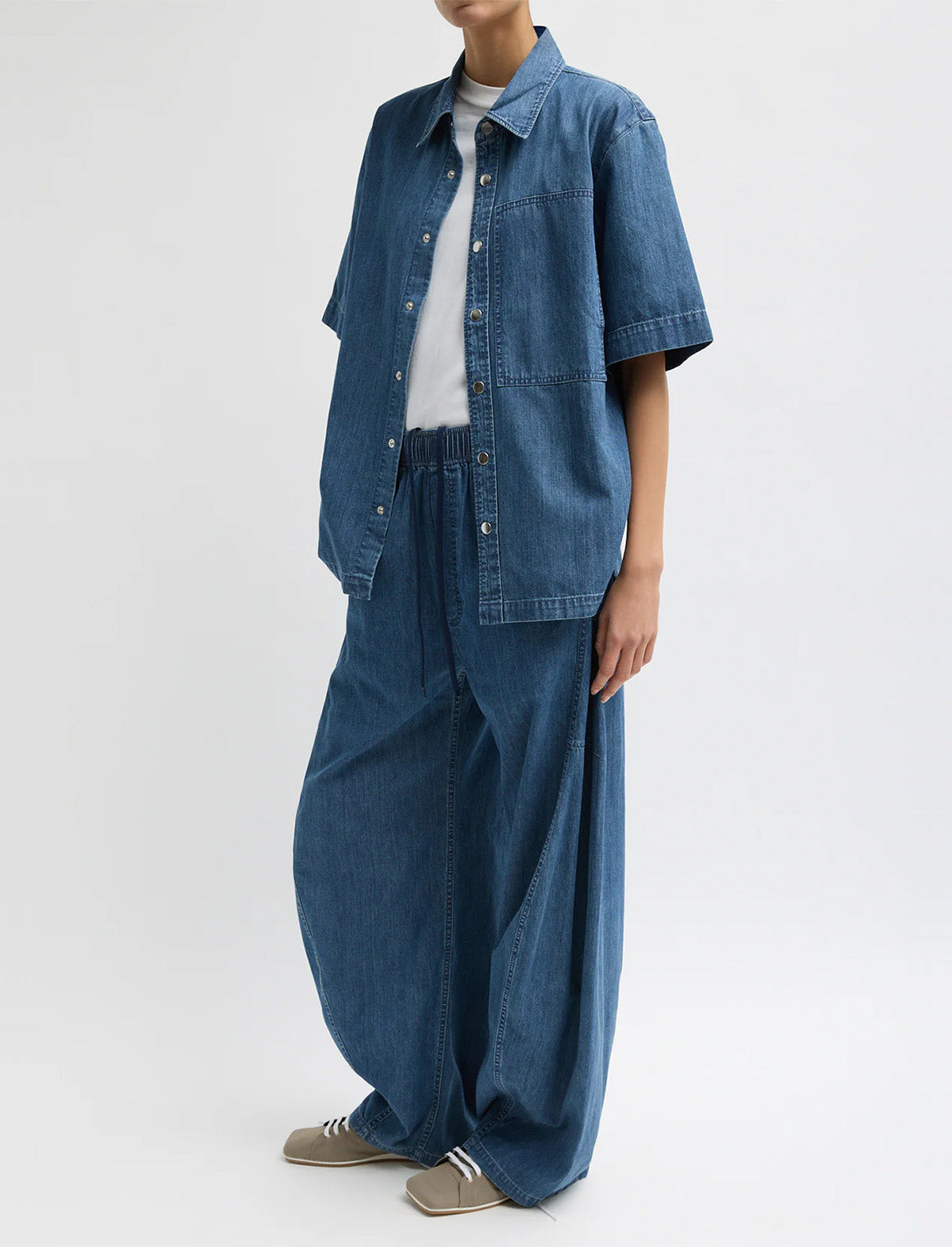 TIBI Summer Denim Classic Wash Winslow Pant in Classic Blue