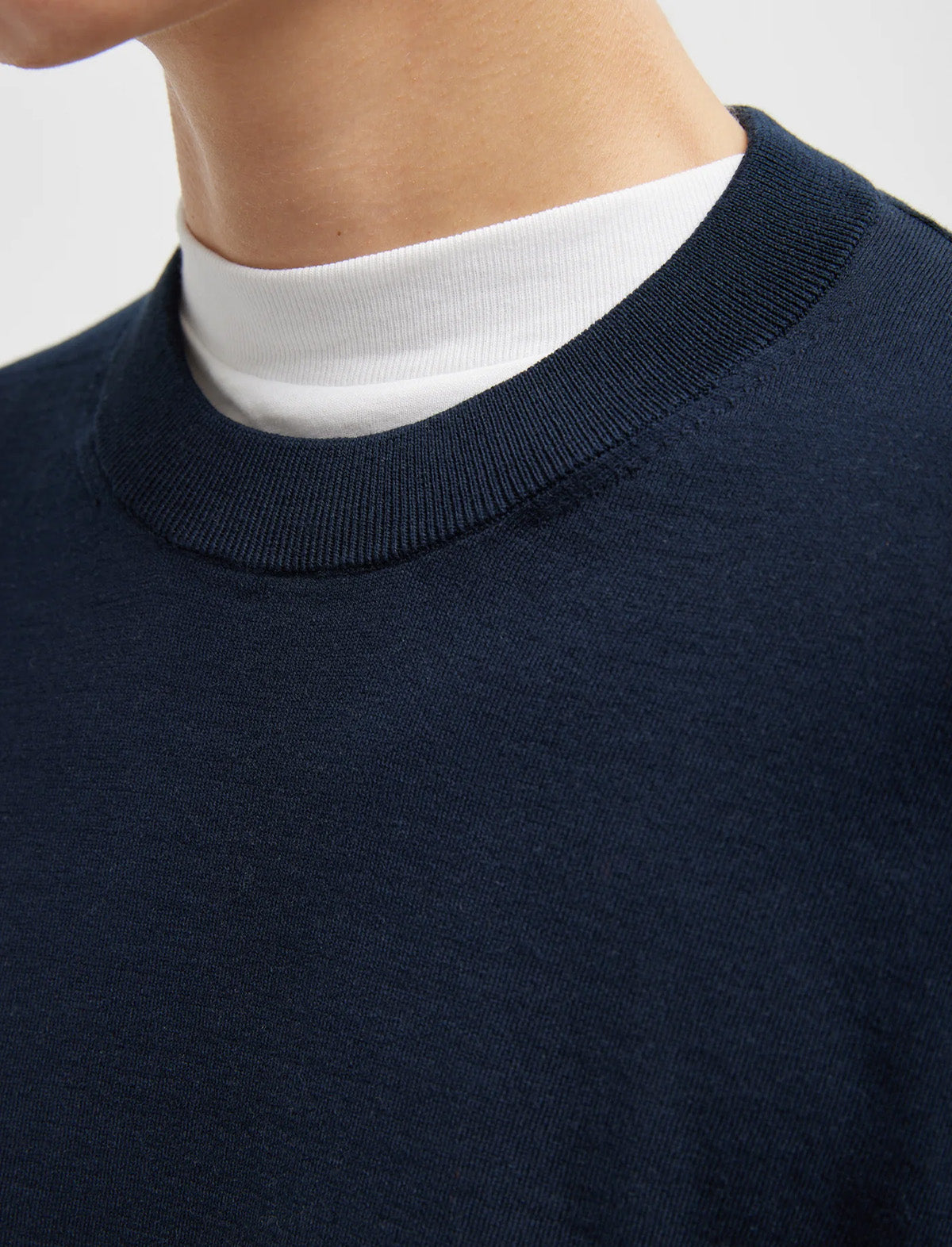 TIBI Super Fine Gauge Perfect Men's Pullover in Navy
