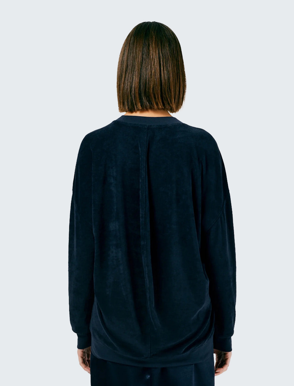 TIBI Summer Terry Crewneck Sweatshirt in Navy