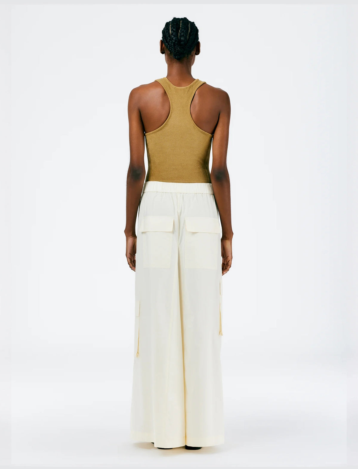 TIBI Vintage Cotton Pull-On Cargo Godet Skirt in Cream