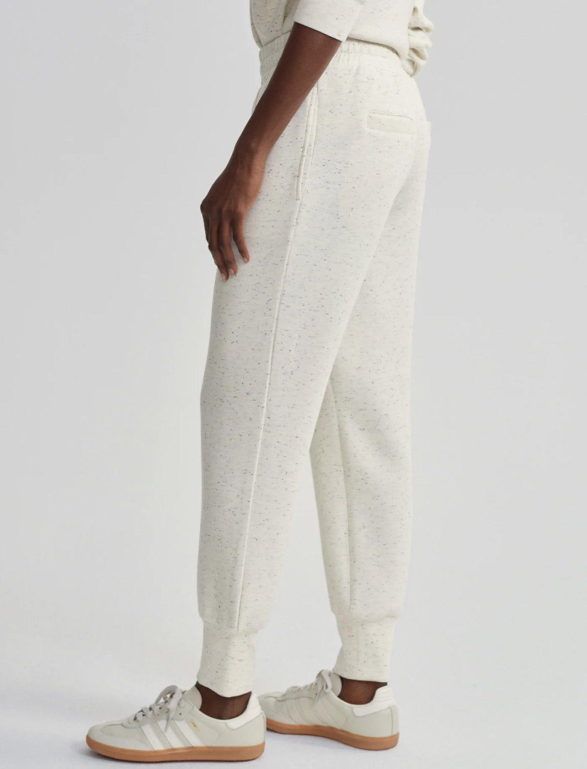 VARLEY The Slim Cuff Pant 25" in Ivory Marl Fleck