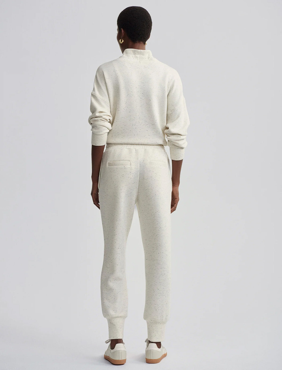 VARLEY The Slim Cuff Pant 27.5" in Ivory Marl Fleck