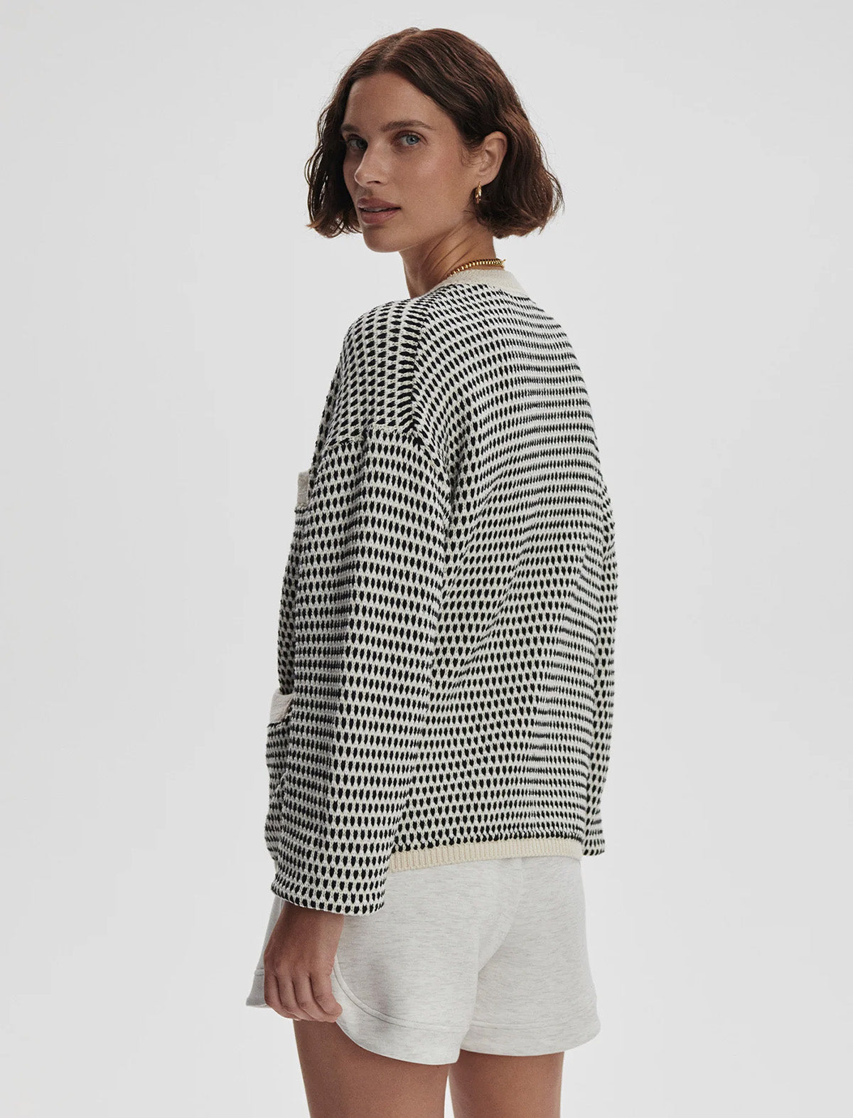 VARLEY Tidewell Textured Knit Jacket in Birch Multi Stitch