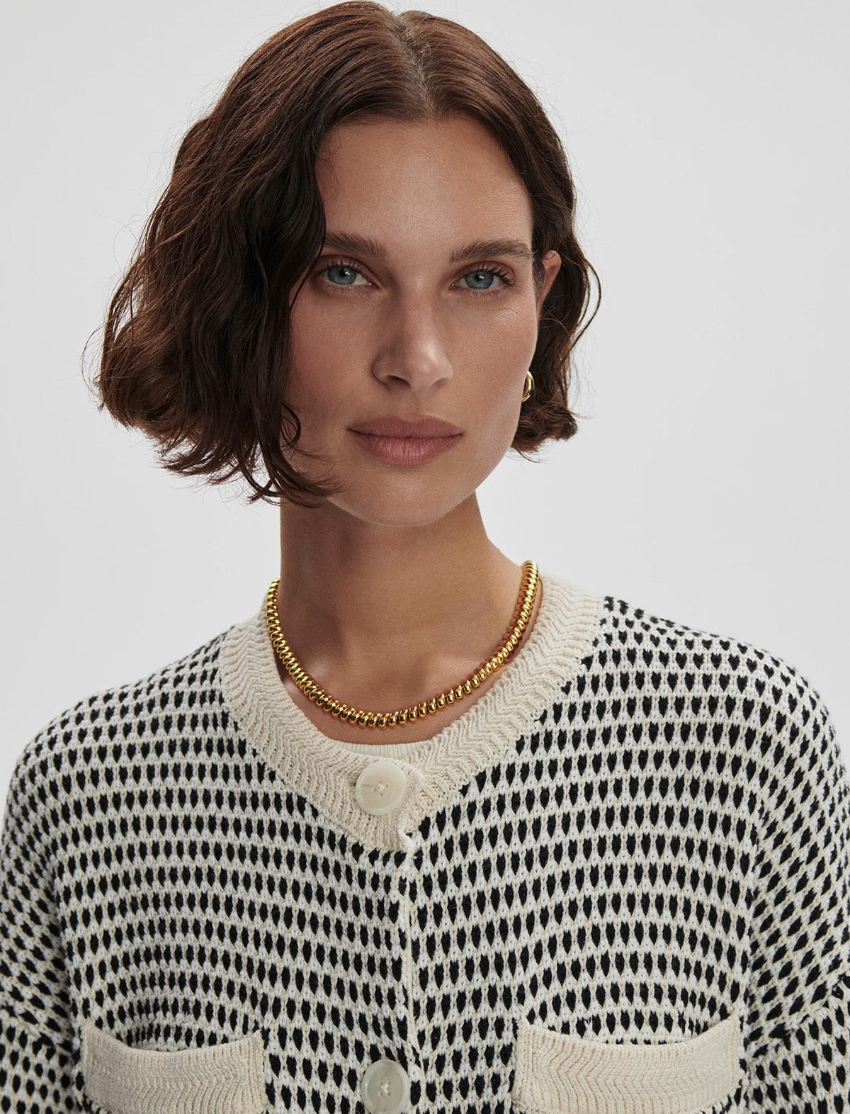 VARLEY Tidewell Textured Knit Jacket in Birch Multi Stitch