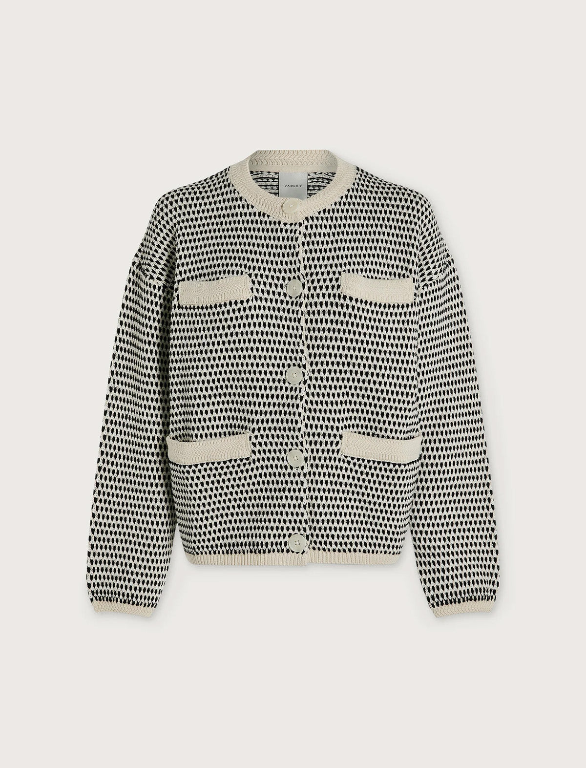 VARLEY Tidewell Textured Knit Jacket in Birch Multi Stitch