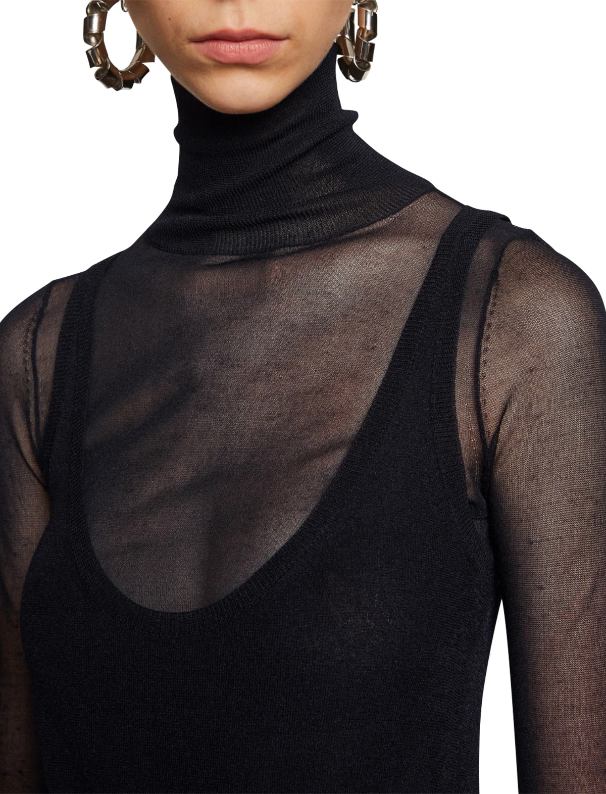 PROENZA SCHOULER WHITE LABEL T-Neck Layered Knit Top