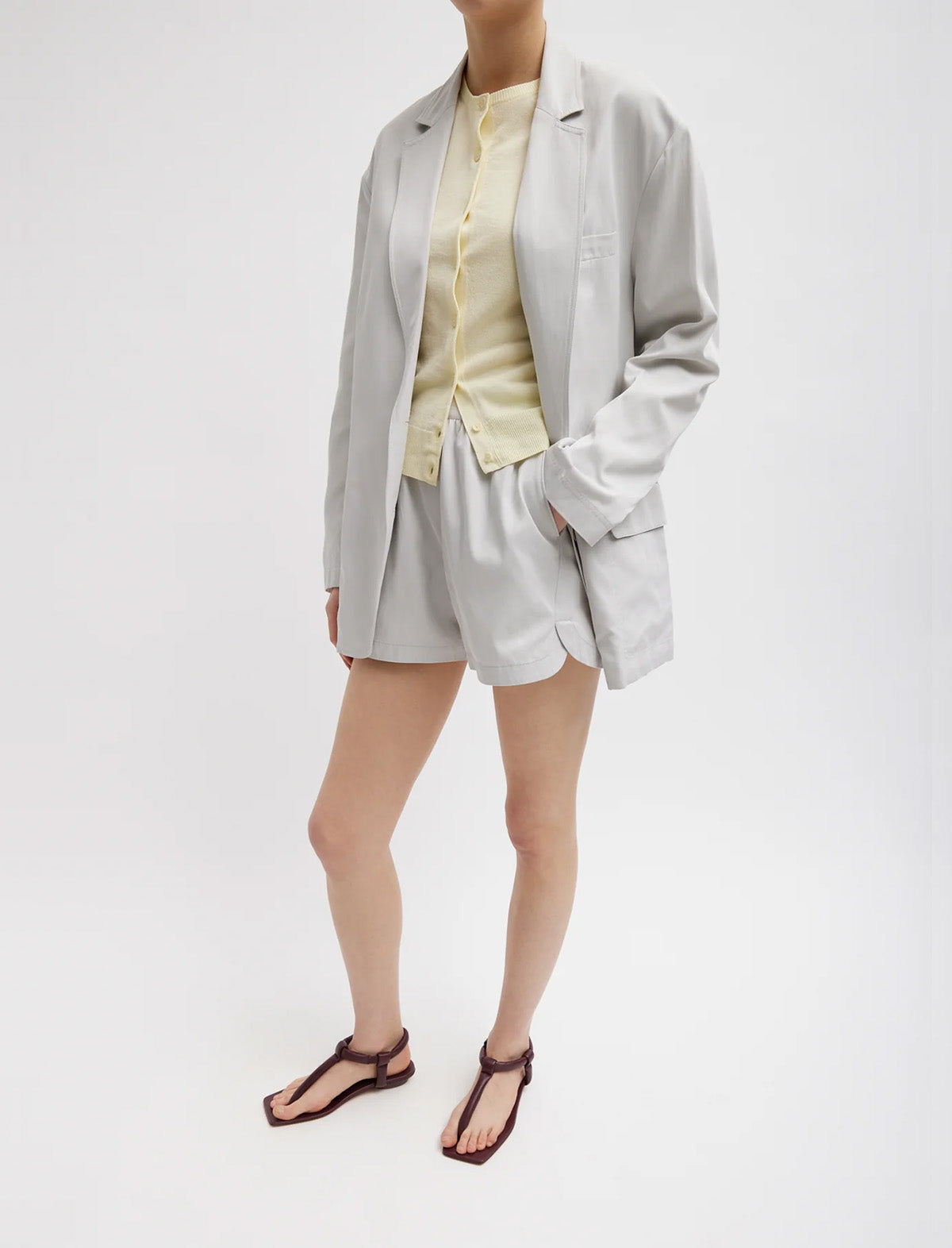 TIBI Drapey Suiting Pull On Short In Stone