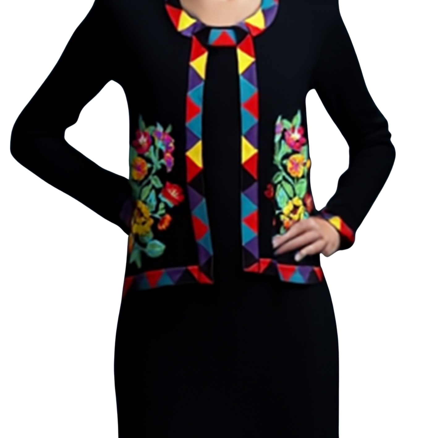 YVES SAINT LAURENT Dress with Flower Embroidered Jacket