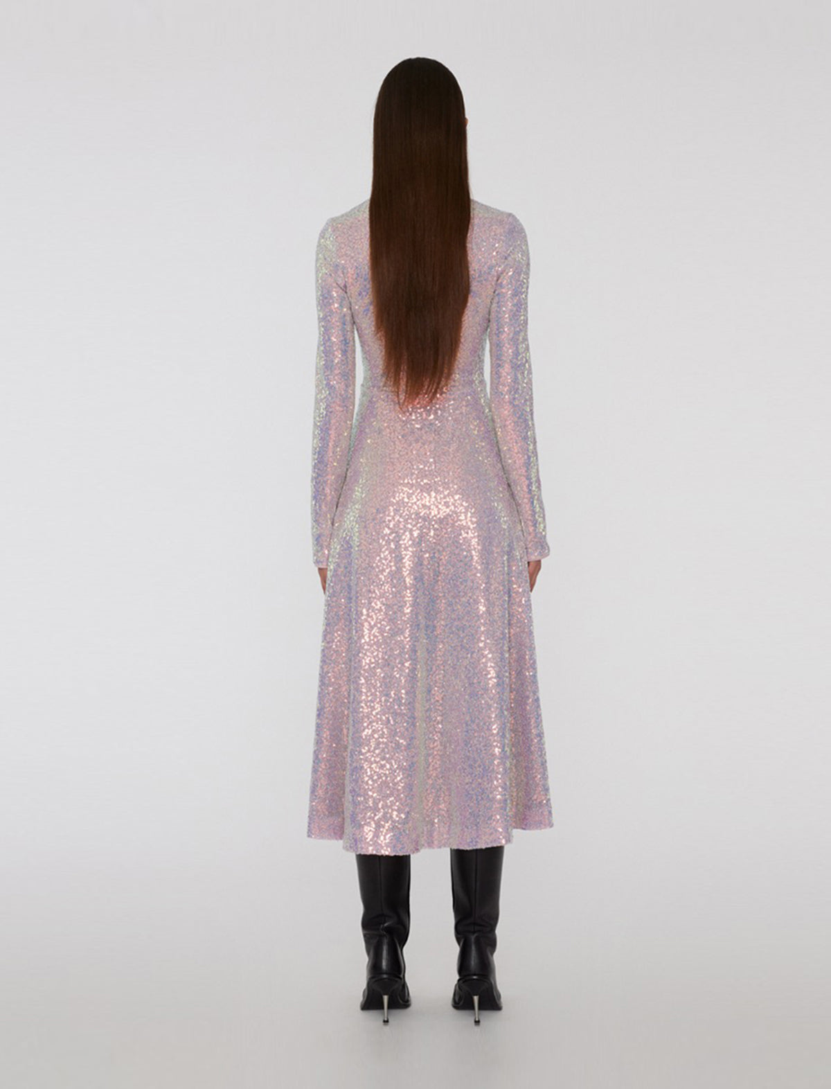 ROTATE Sierra Sequin Midi Dress in Sachet Pink