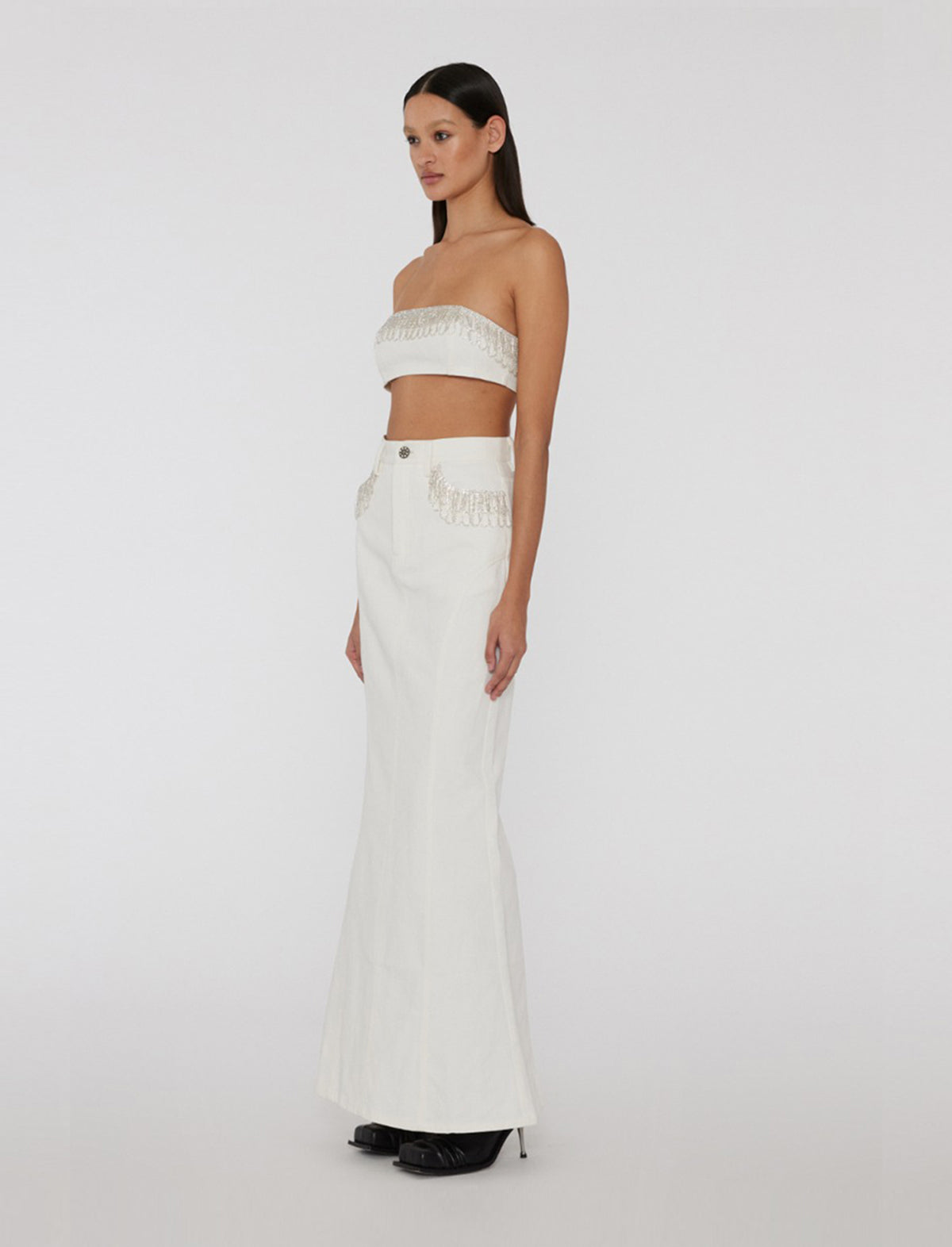 ROTATE BIRGER CHRISTENSEN Twill Maxi Skirt in White