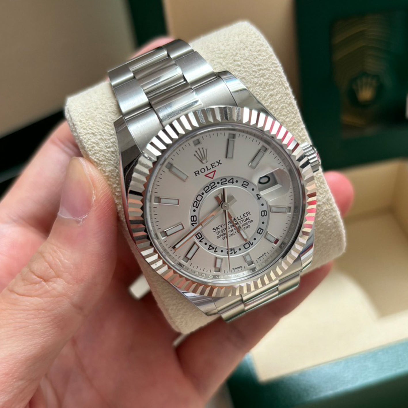 ROLEX SKY DWELLER 42MM STAINLESS STEEL White Dial