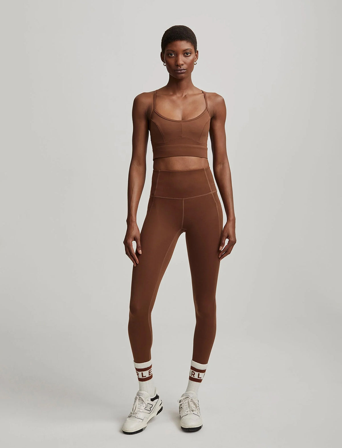 VARLEY Let's Move Irena Bra In Cocoa Brown