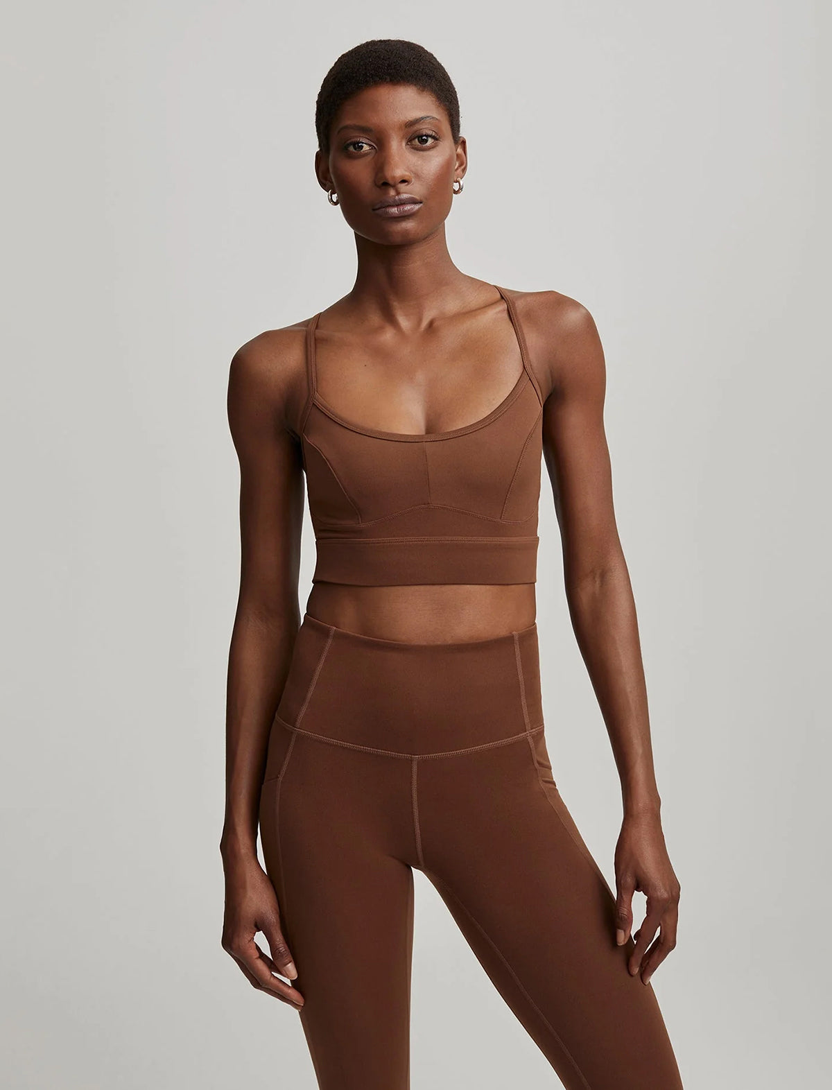 VARLEY Let's Move Irena Bra In Cocoa Brown