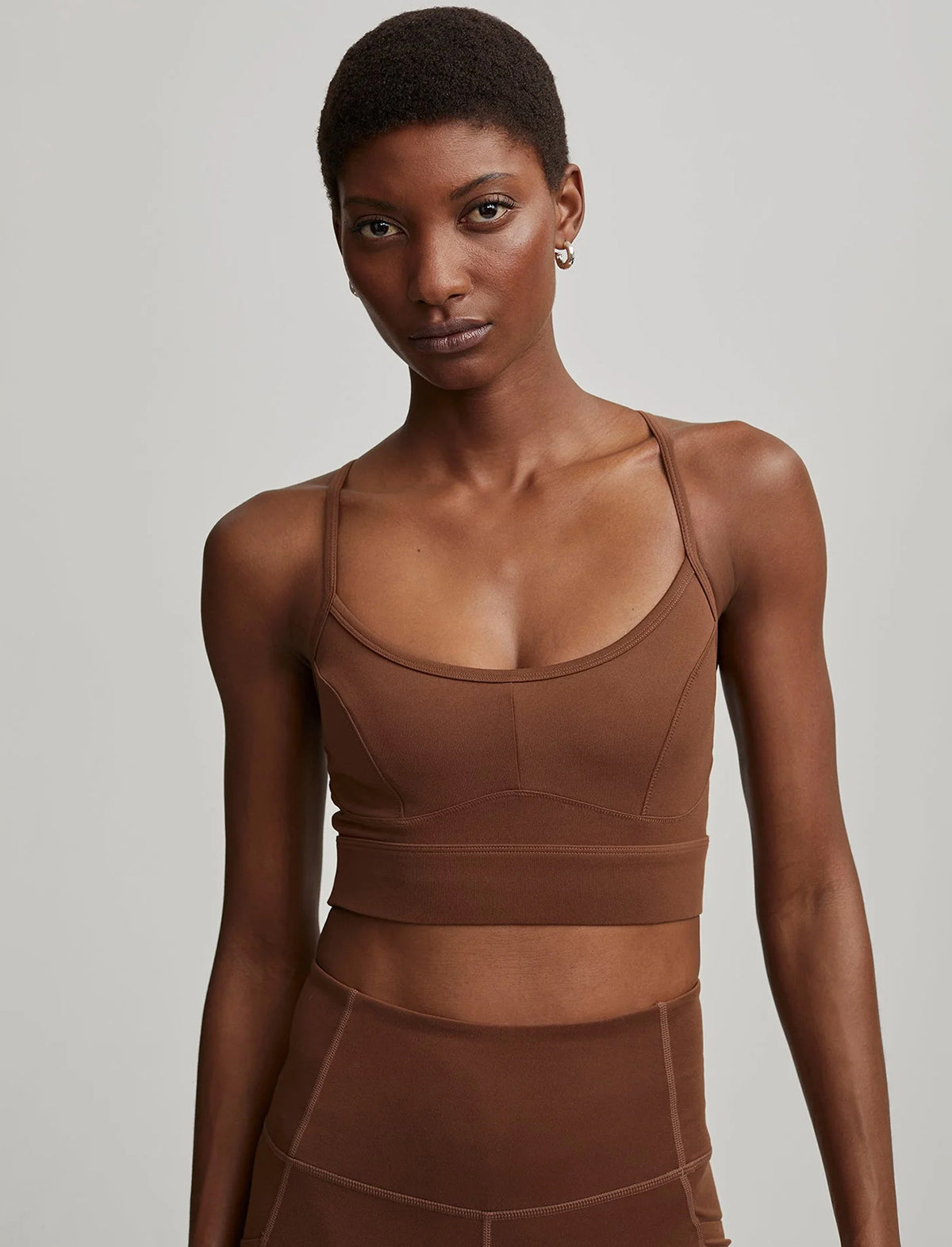 VARLEY Let's Move Irena Bra In Cocoa Brown