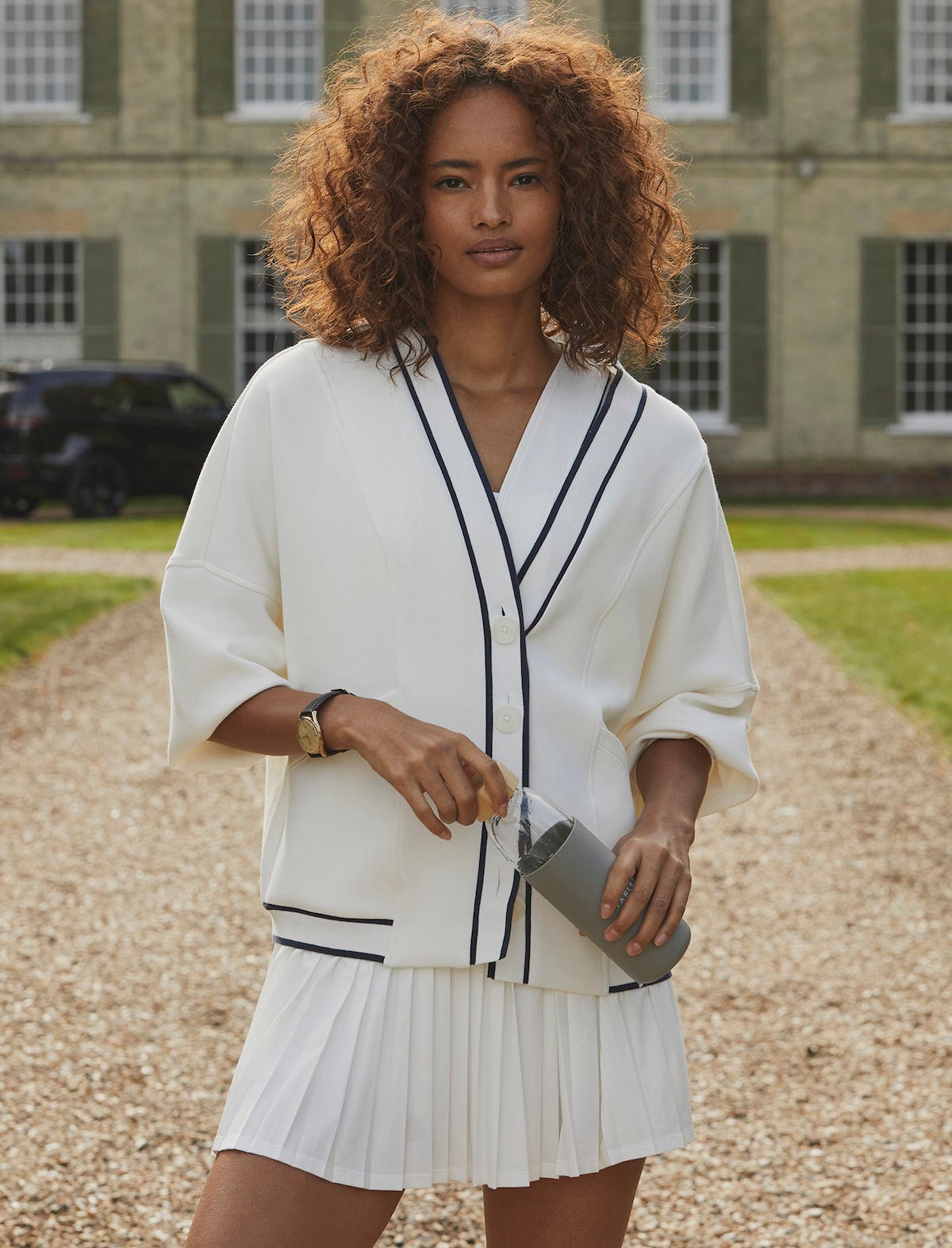 VARLEY Decker Off Court Cardigan in White