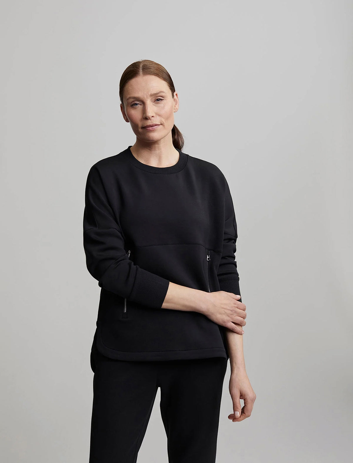 VARLEY DoubleSoft™️ Paige Longline Sweat In Black