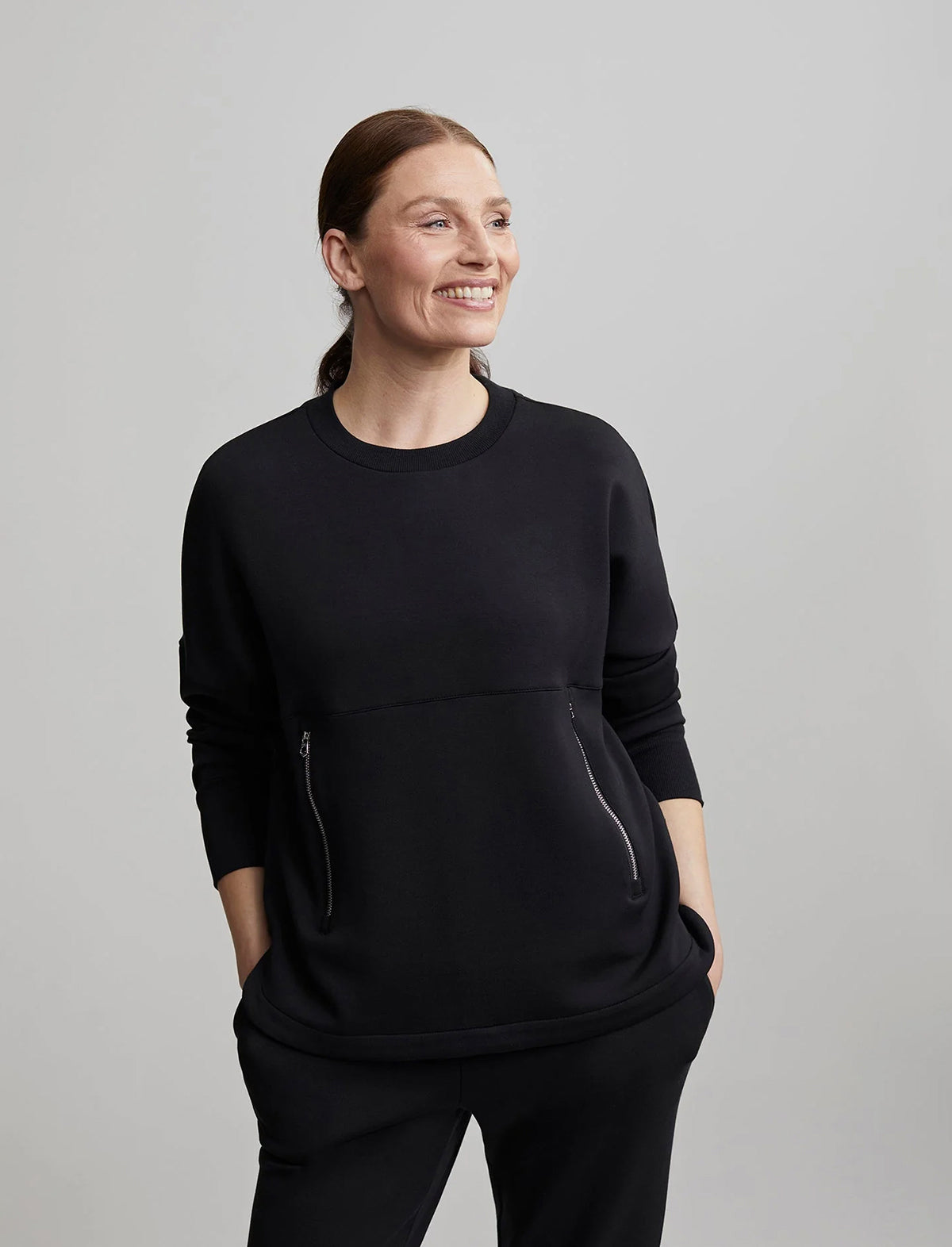 VARLEY DoubleSoft™️ Paige Longline Sweat In Black