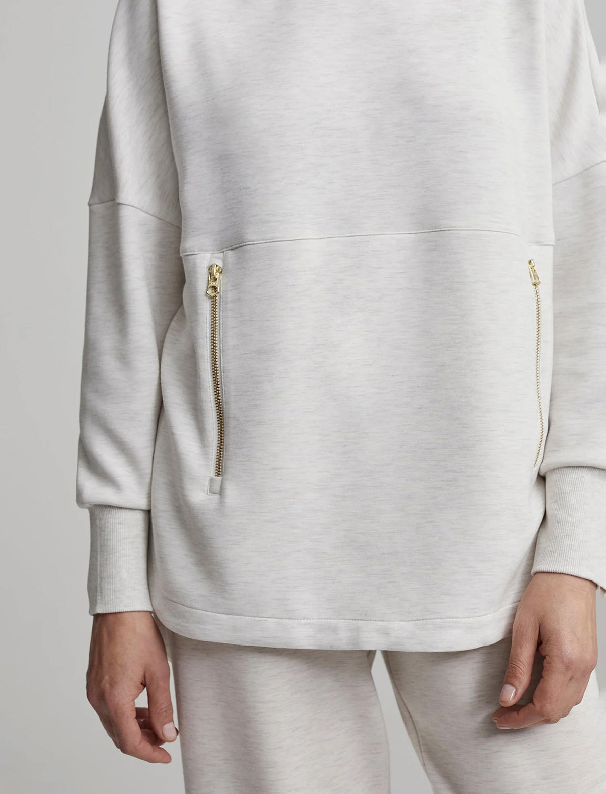 VARLEY DoubleSoft™️ Paige Longline Sweat In Ivory Marl
