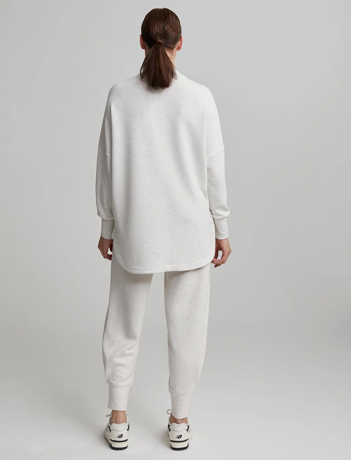 VARLEY DoubleSoft™️ Paige Longline Sweat In Ivory Marl